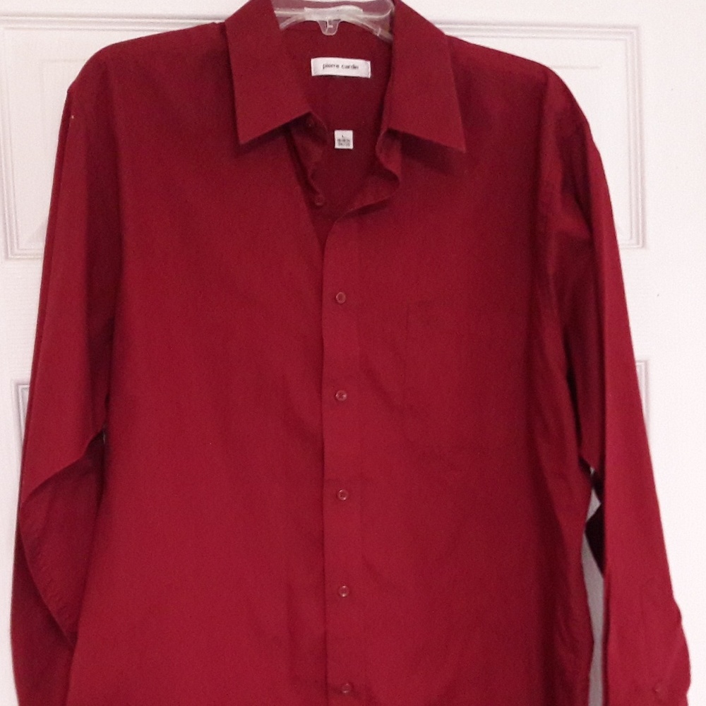 Long Sleeve Red Large Button Down